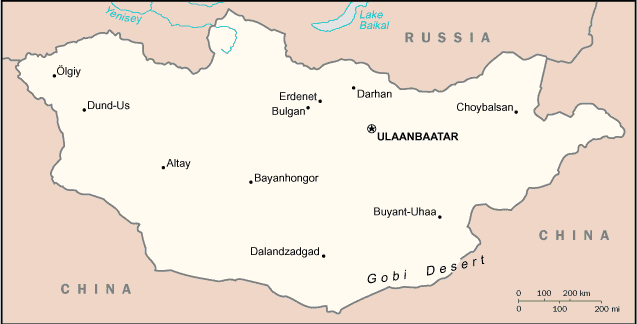 Karte der Mongolei